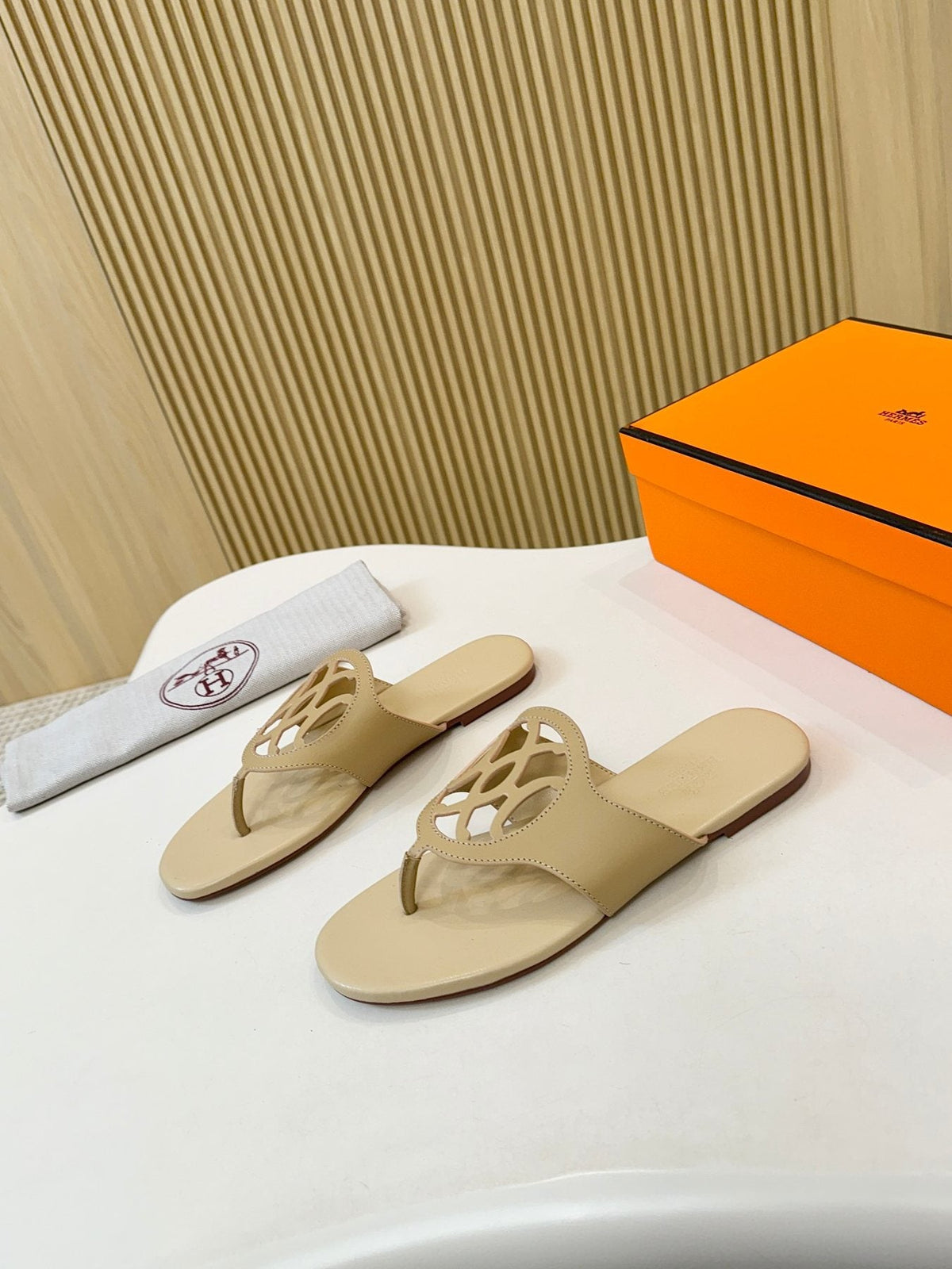 Hermès Cutout Strap Slide Sandals