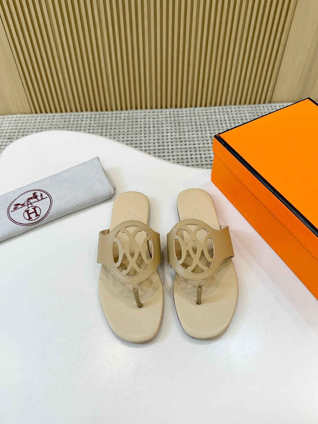 Hermès Cutout Strap Slide Sandals