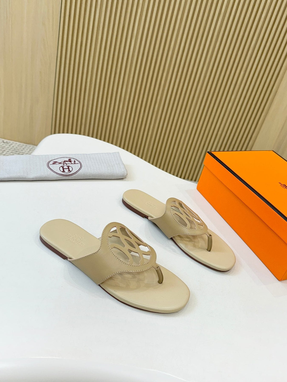 Hermès Cutout Strap Slide Sandals