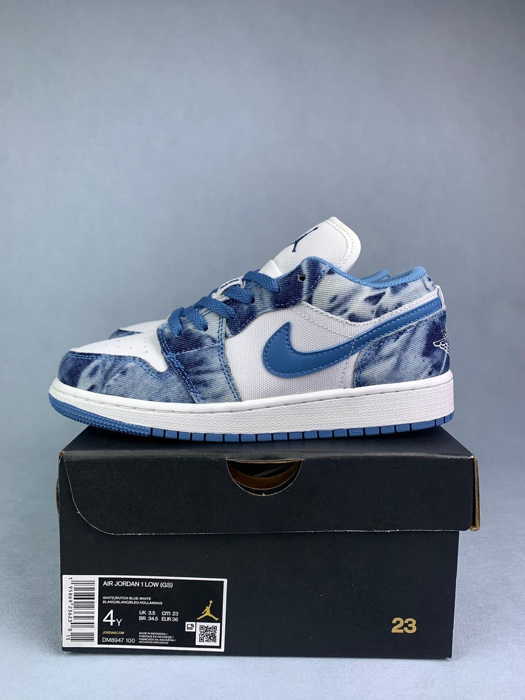 Air Jordan 1 Low Washed Denim White/Blue Unisex Sneakers DM8947-100