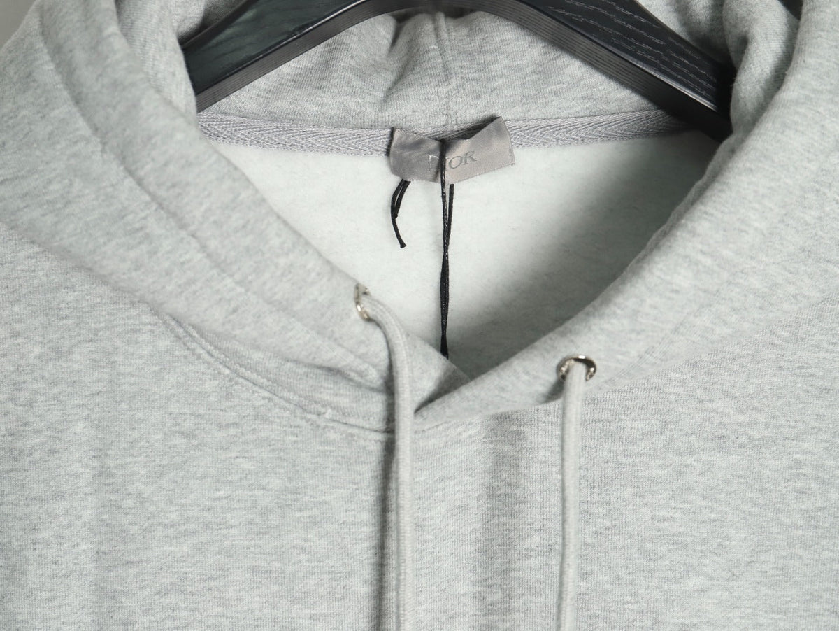 Dior CD Three-Color Badge Embroidered Hoodie - Light Gray