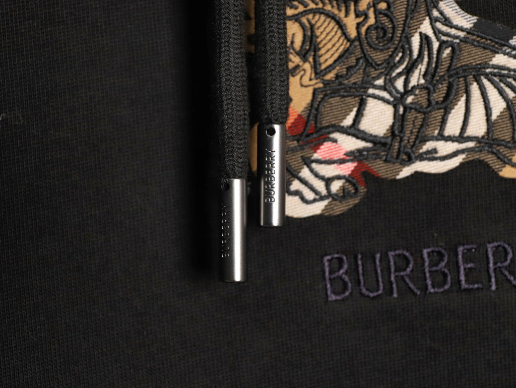 Burberry Equestrian Emblem Pullover Hoodie - Black