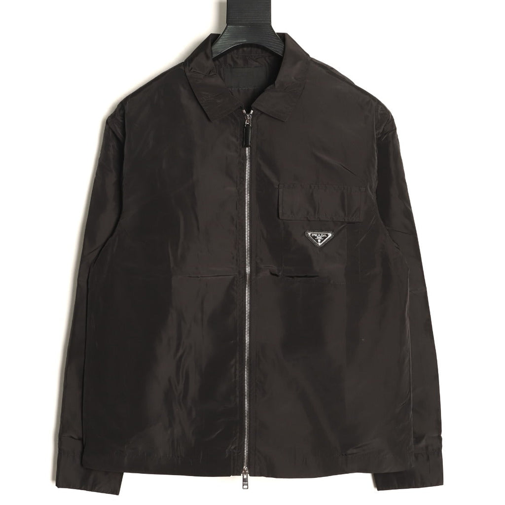 Prada Triangle-Emblem Pocket-Detail Zip Jacket - Black