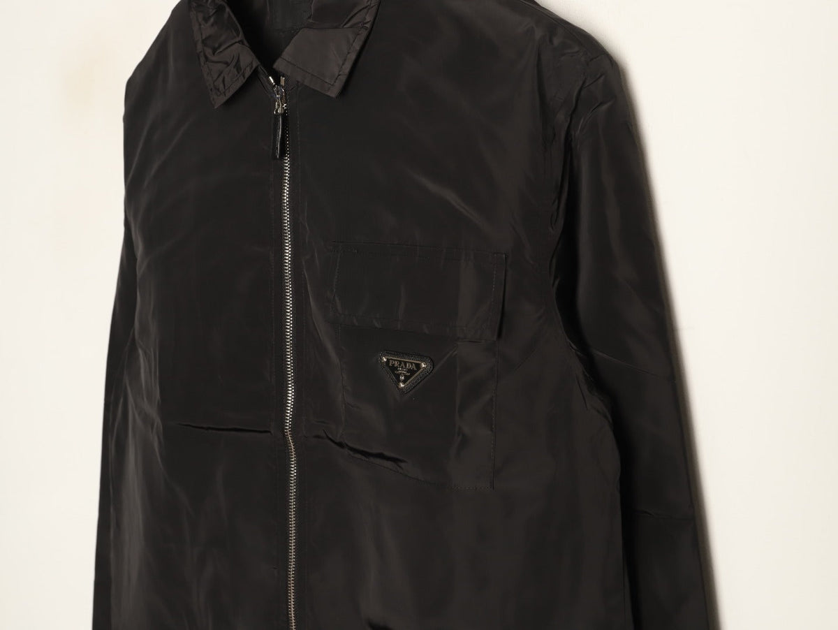 Prada Triangle-Emblem Pocket-Detail Zip Jacket - Black